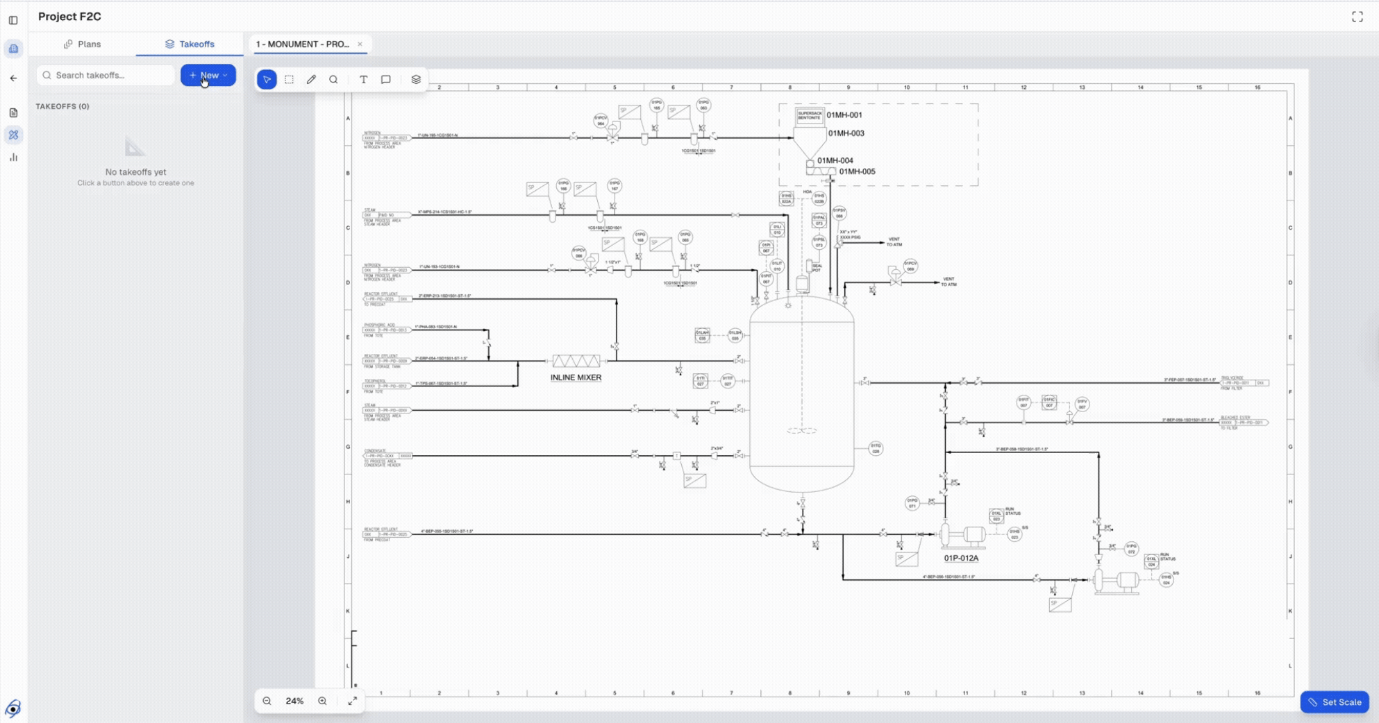 Orys AI estimating platform showing blueprint analysis and catalog management